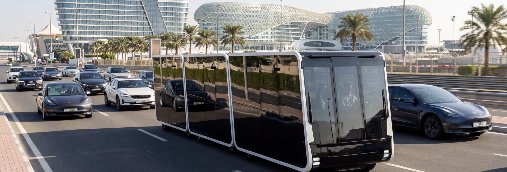 Treno di tre pod NX in marcia a Yas Marina, Abu Dhabi